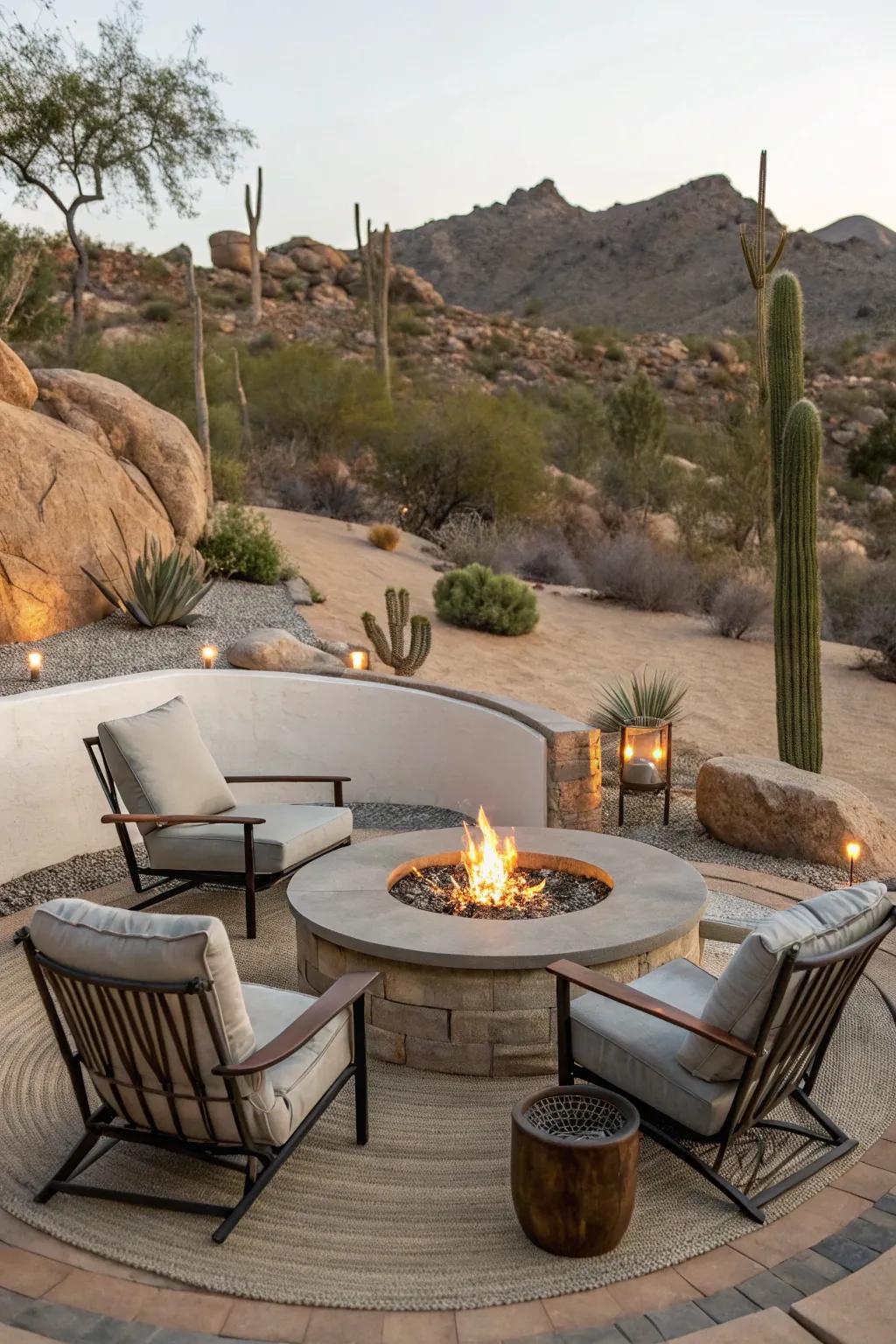 A fire pit becomes the backyard's social centerpiece.