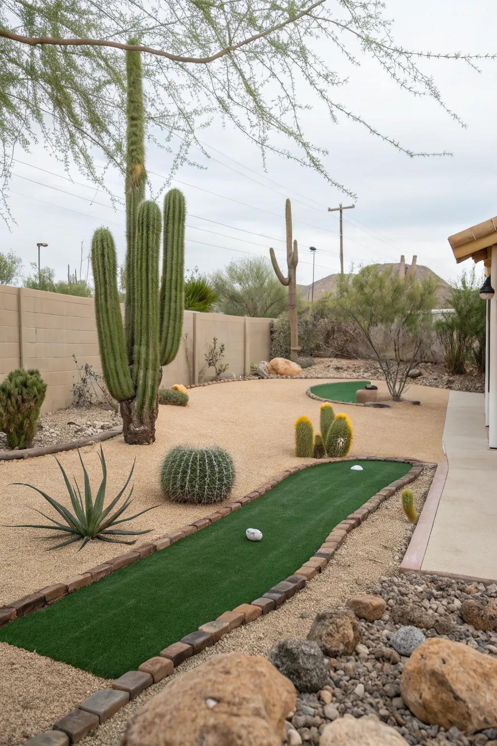 Artificial turf provides a lush, low-maintenance lawn.