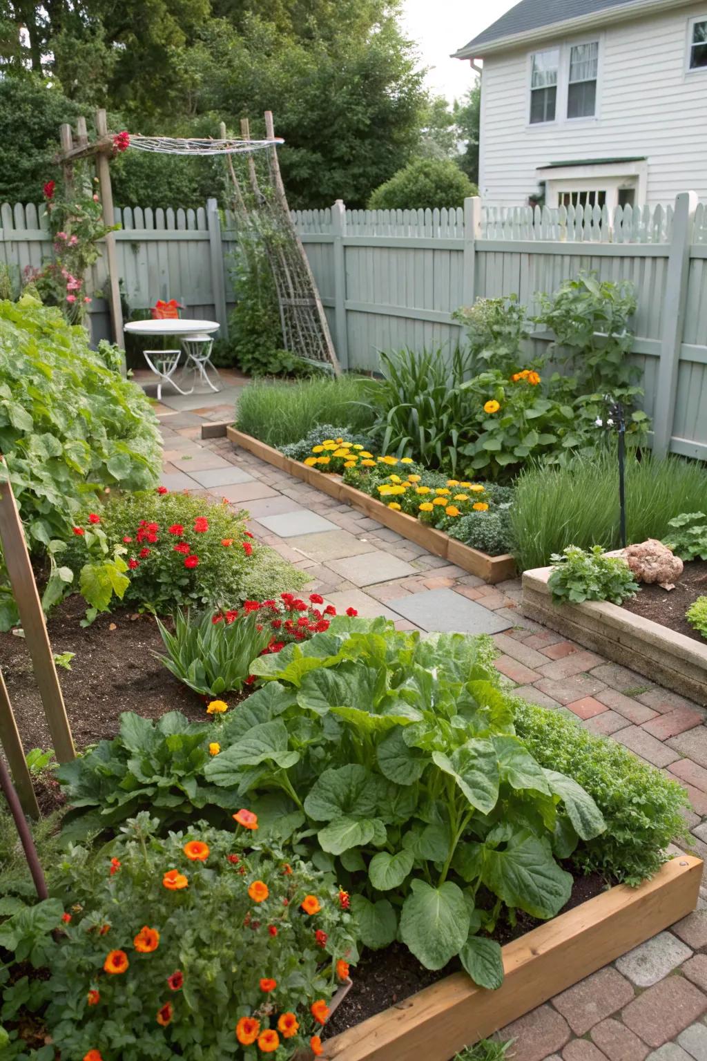 A seasonal rotation of crops in a vegetable garden.