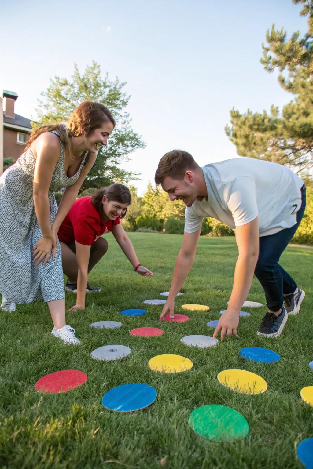 Lawn Twister: Get twisted in this vibrant outdoor game.