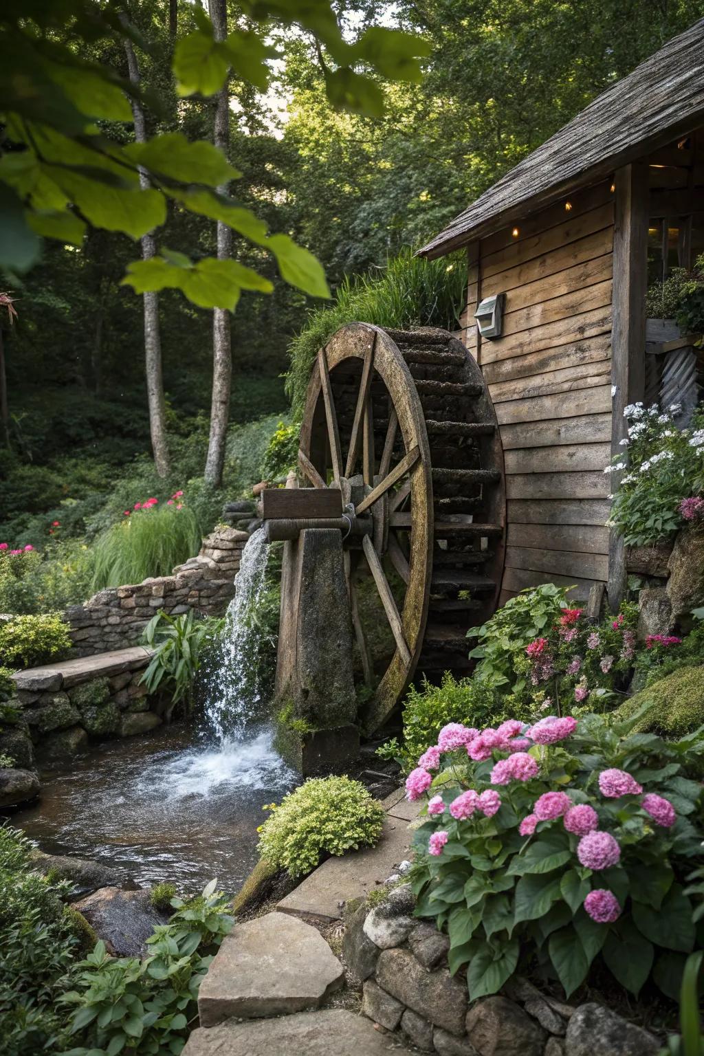 Add a touch of rustic elegance with a charming water feature.