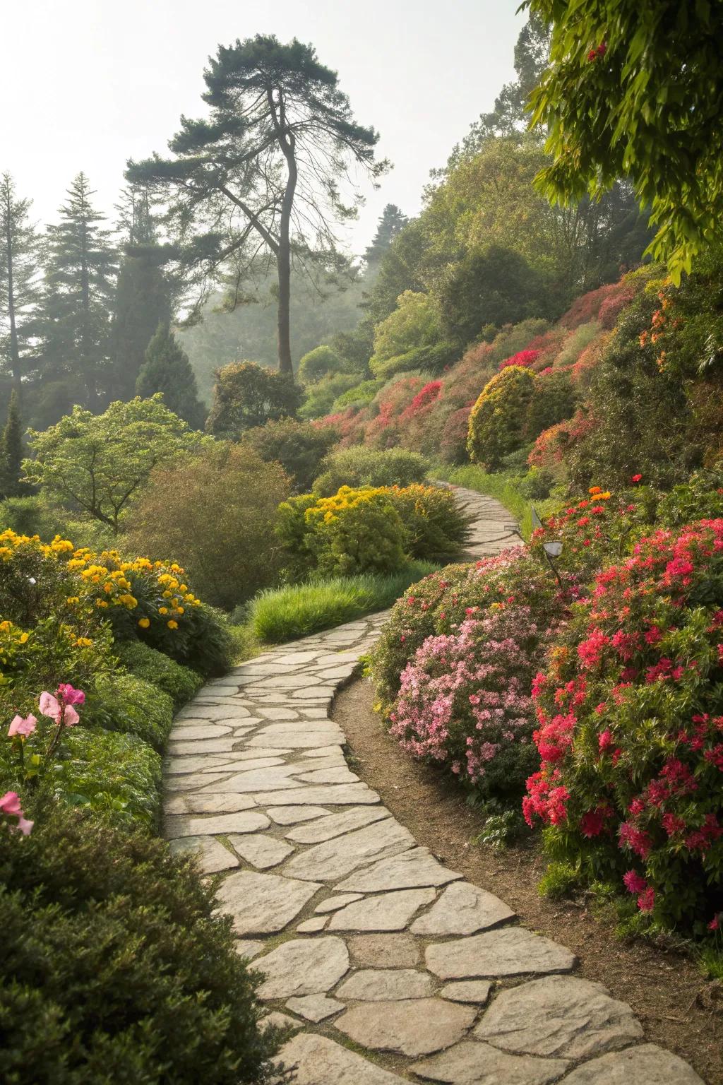 Meandering paths evoke a sense of wonder and exploration.