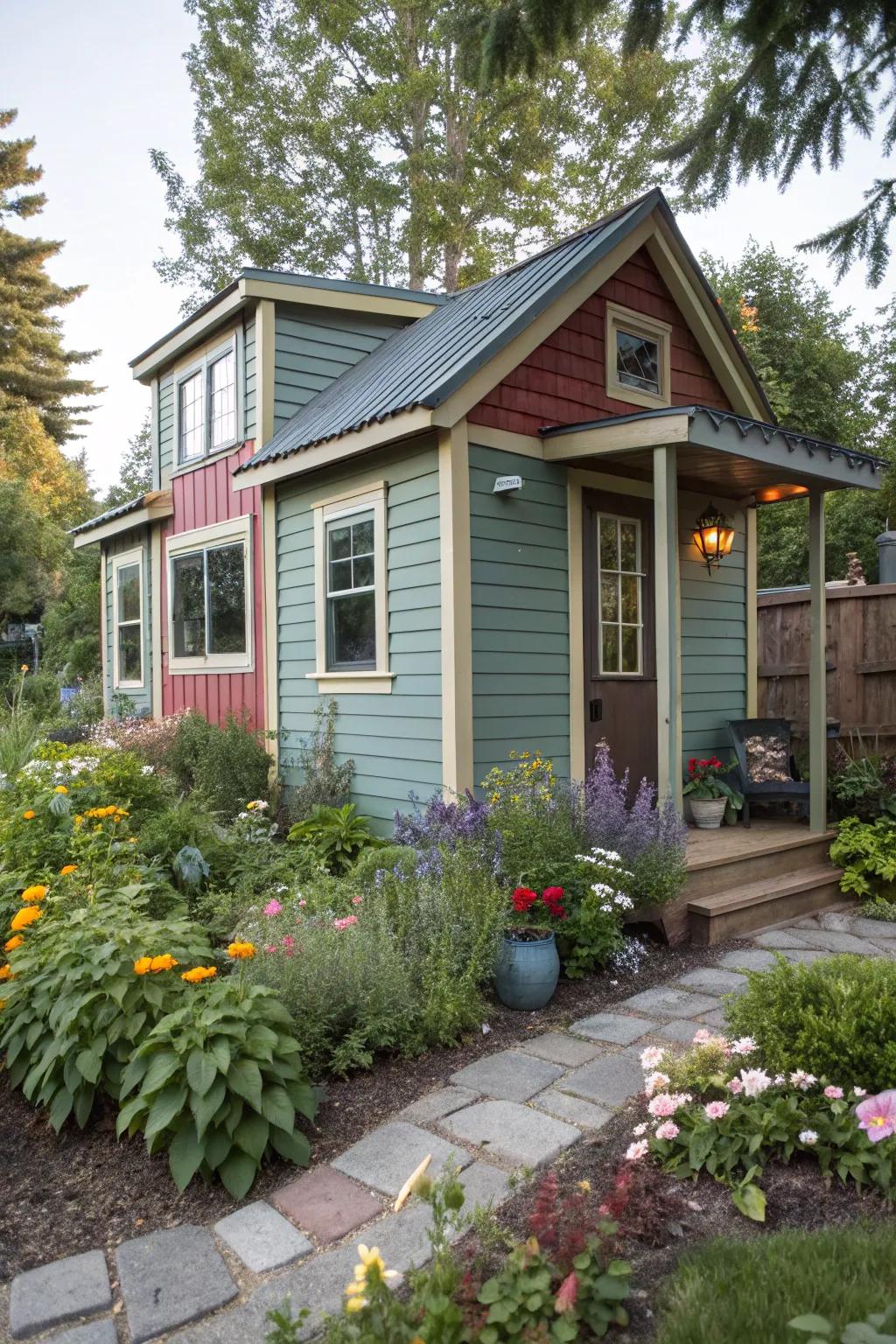 Combining different siding styles creates a dynamic and personalized tiny house exterior.
