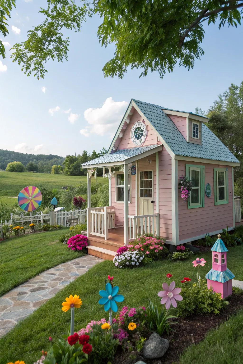 Pastel hues offer a playful and cheerful look for tiny homes.