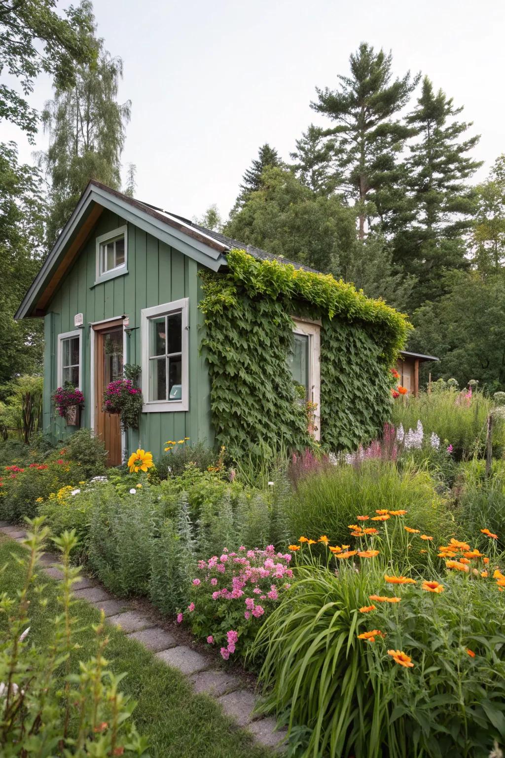 Living green walls offer a vibrant and eco-friendly siding option for tiny homes.