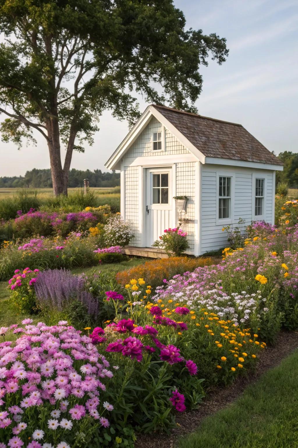 Bright white siding offers a crisp and elegant look for tiny homes.