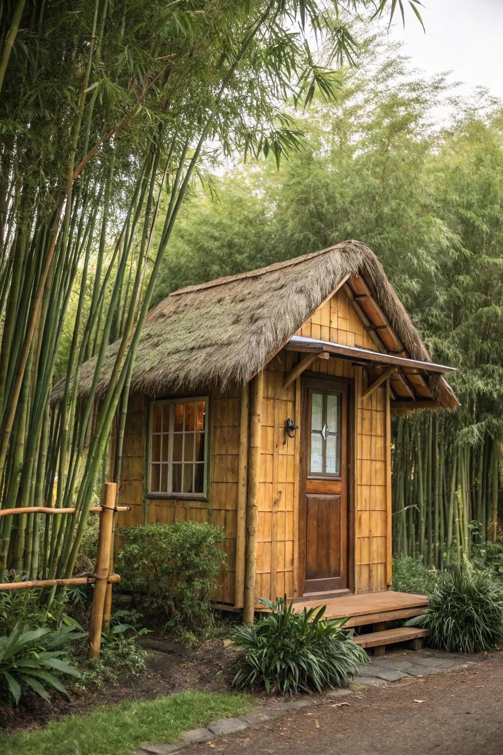 Bamboo siding offers an eco-friendly and exotic look for tiny houses.