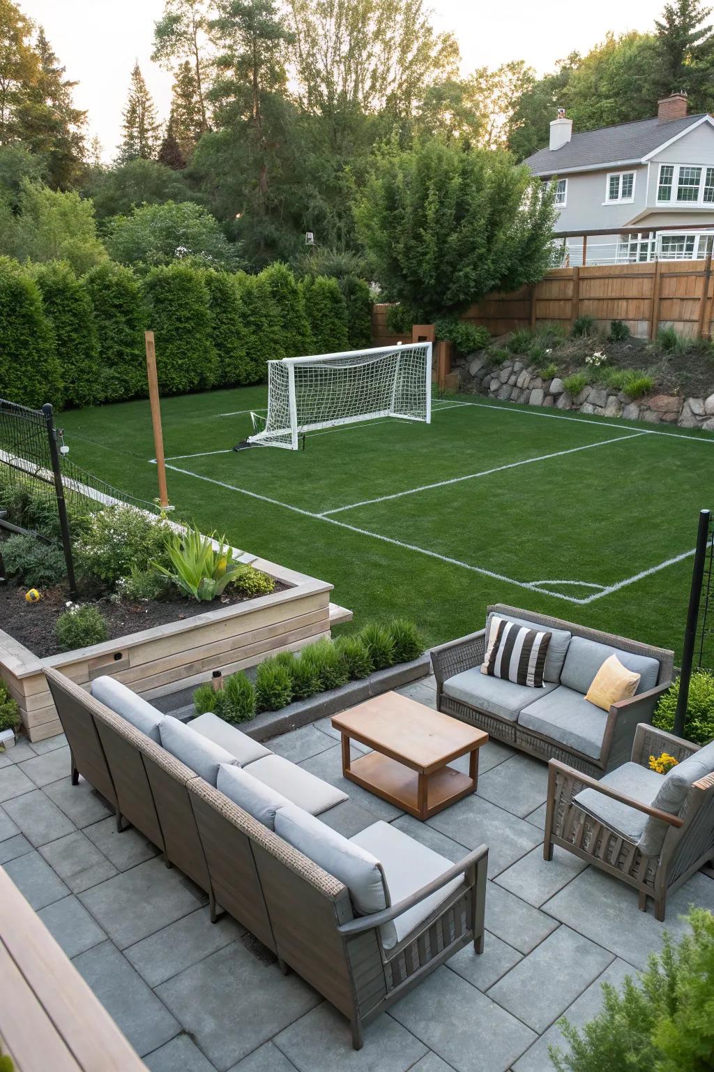 Creative seating areas enhance spectator enjoyment.