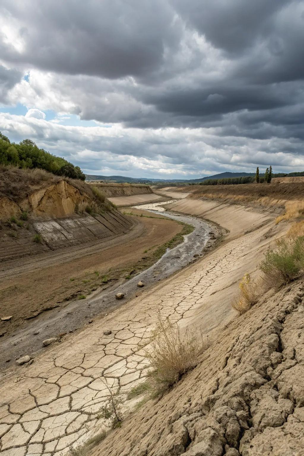 A well-designed dry river bed effectively manages water drainage.