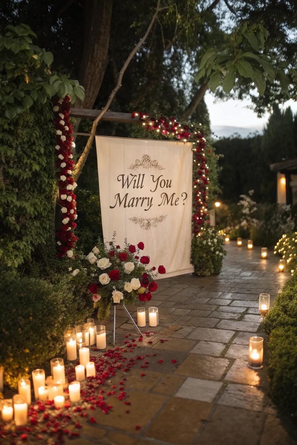 Romantic surprise proposal banner