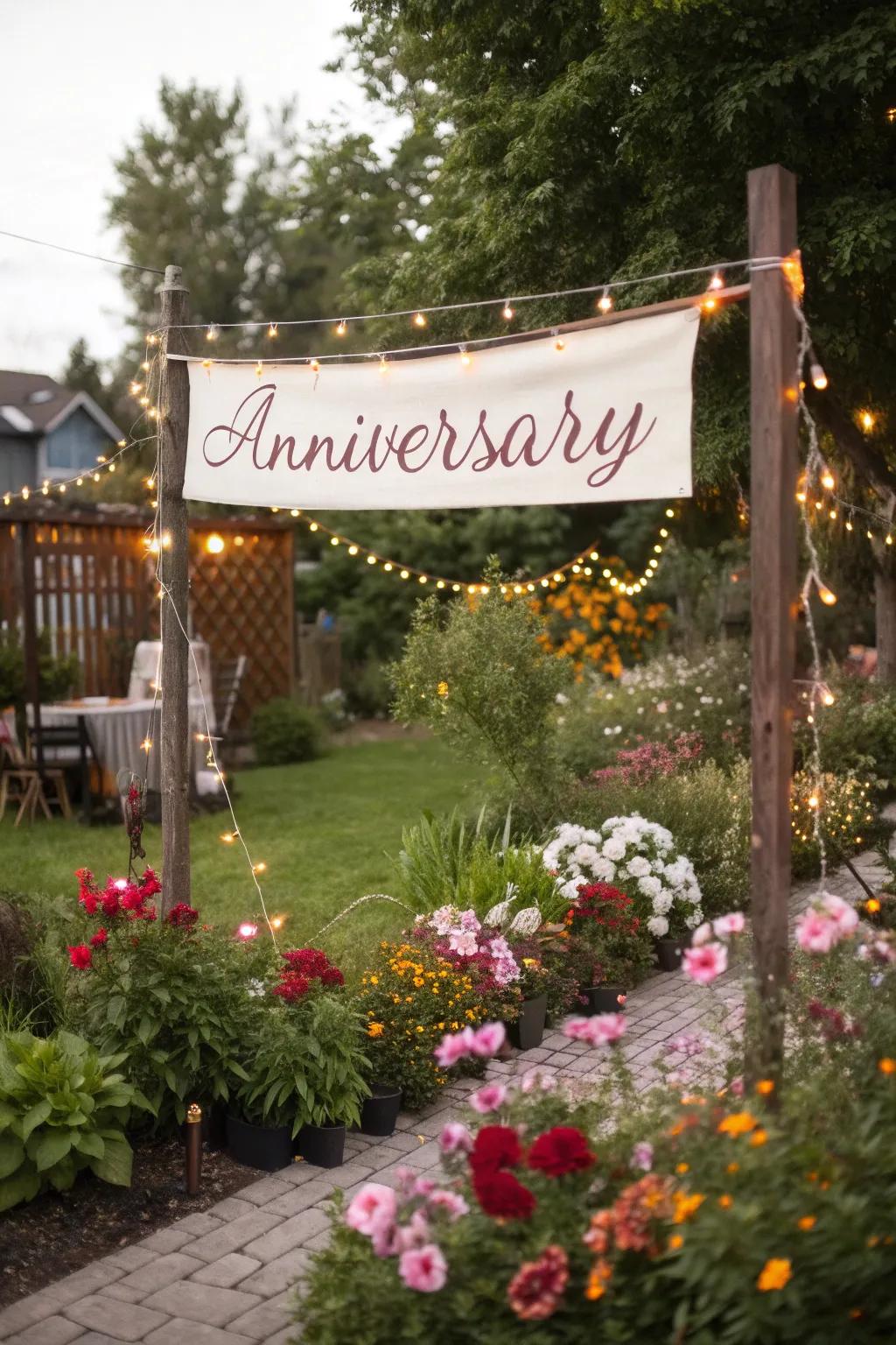 Custom celebration banner outdoors