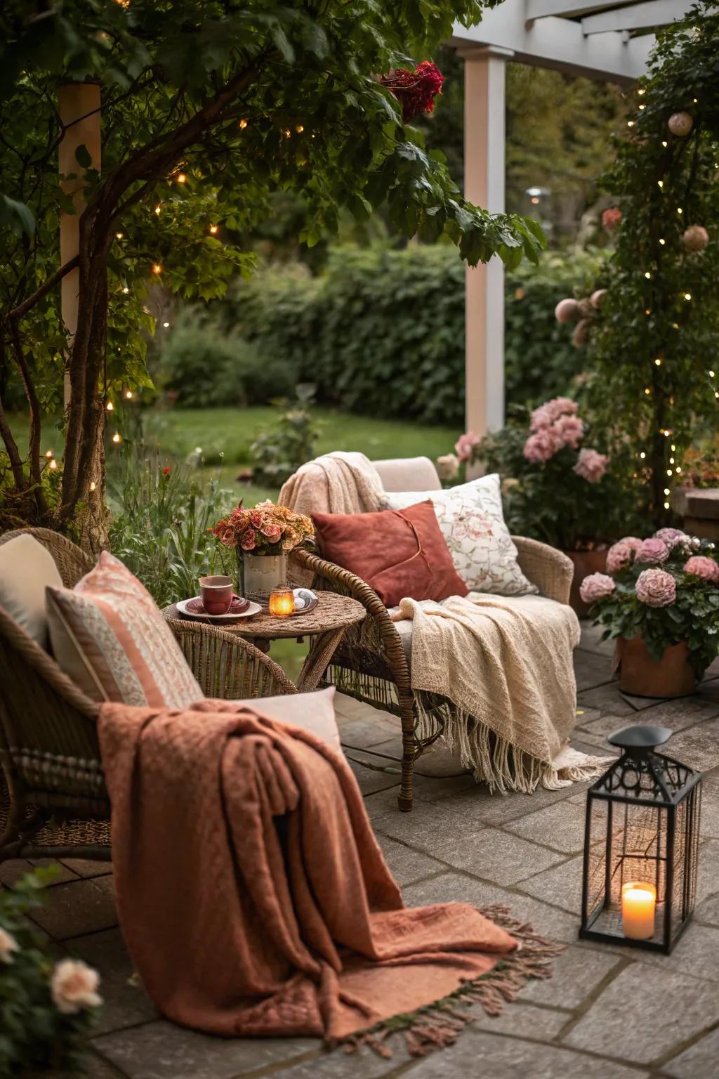 Cozy textiles keep guests comfortable and add to the inviting atmosphere.