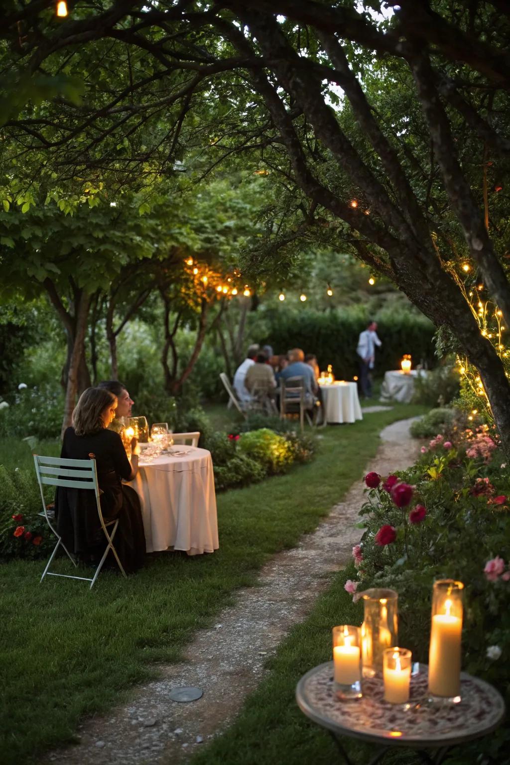 Natural bug repellent candles keep the party free from pesky interruptions.