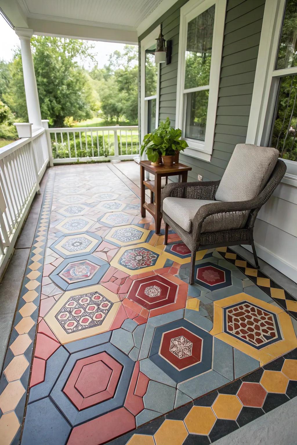 Hexagon tiles add a bold, modern twist.