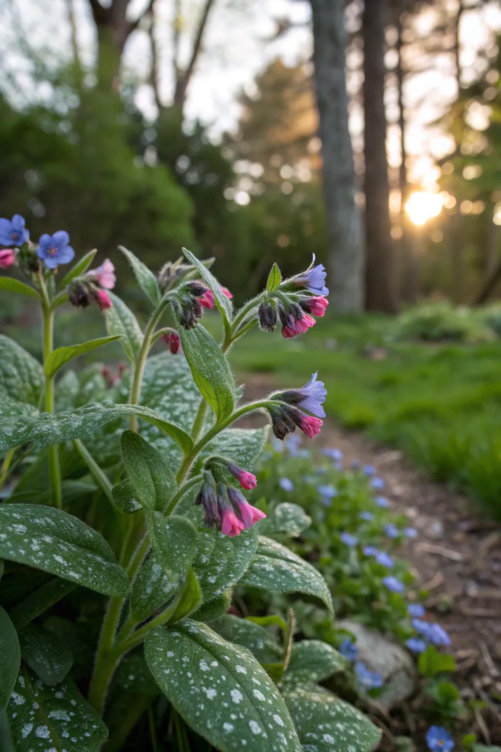 Pulmonaria adds character with its unique leaf patterns.