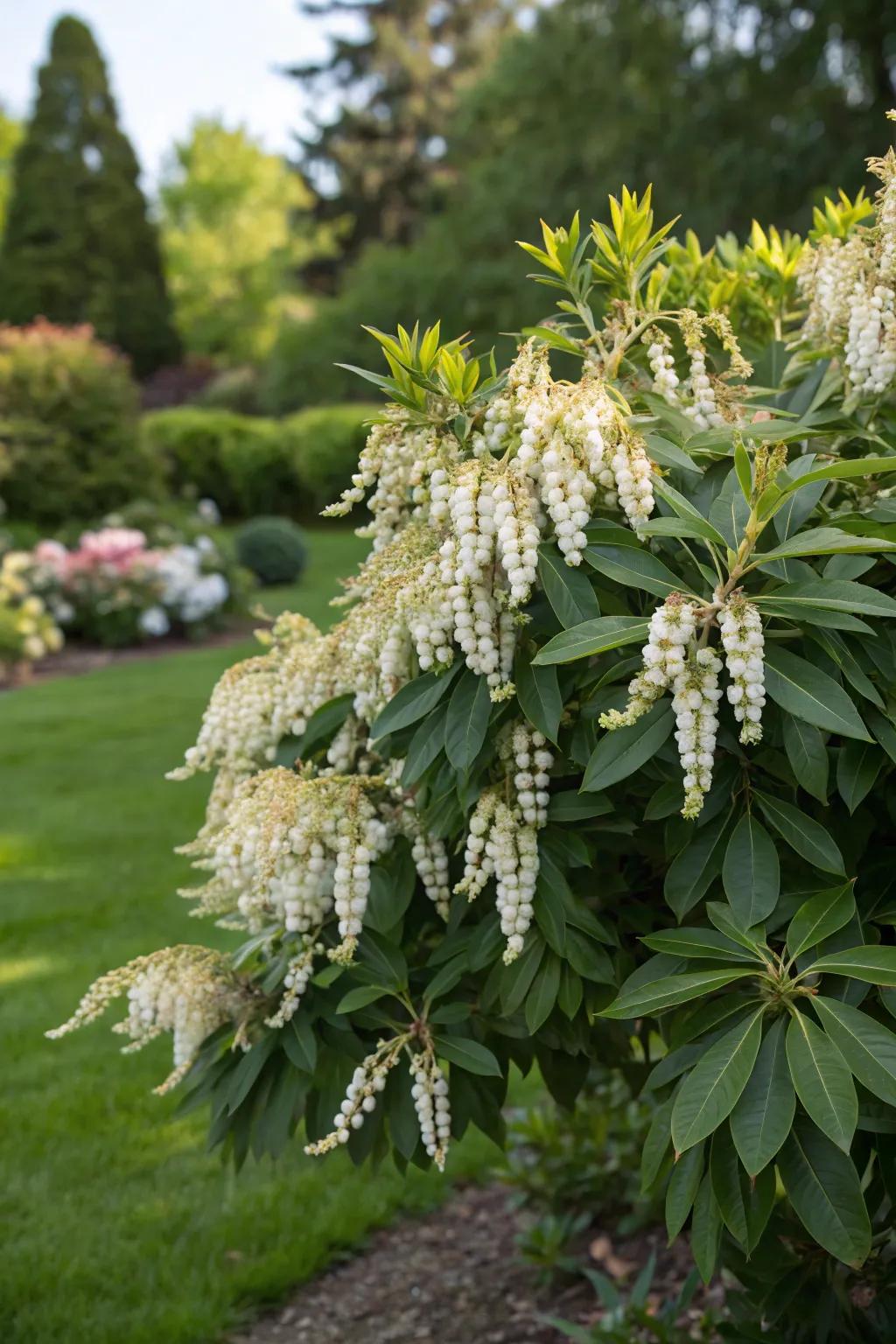 Pieris provides year-round interest with its colorful foliage.