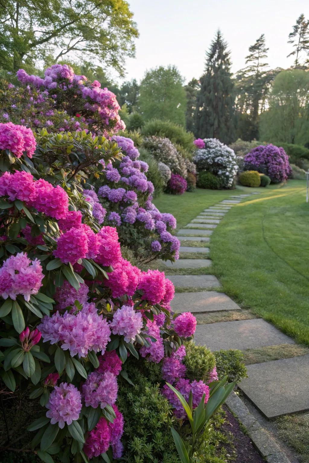 Rhododendrons provide bold, colorful blooms each spring.