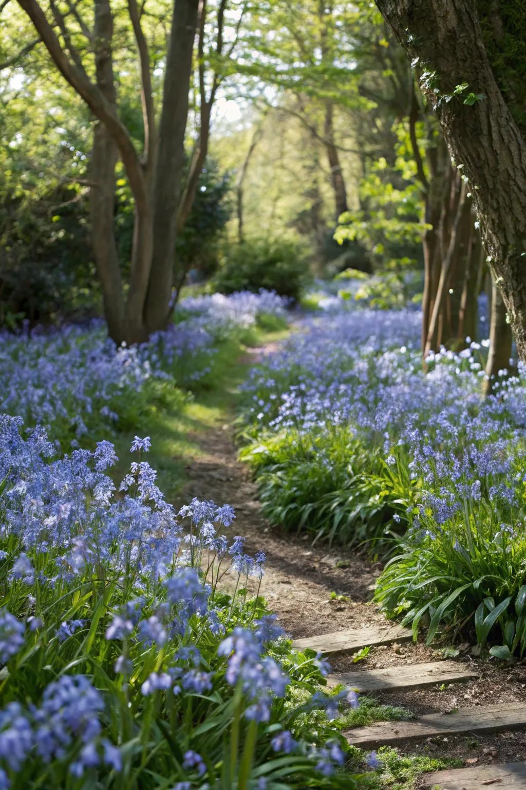 Bluebells create a fairy-tale ambiance with their spring blooms.