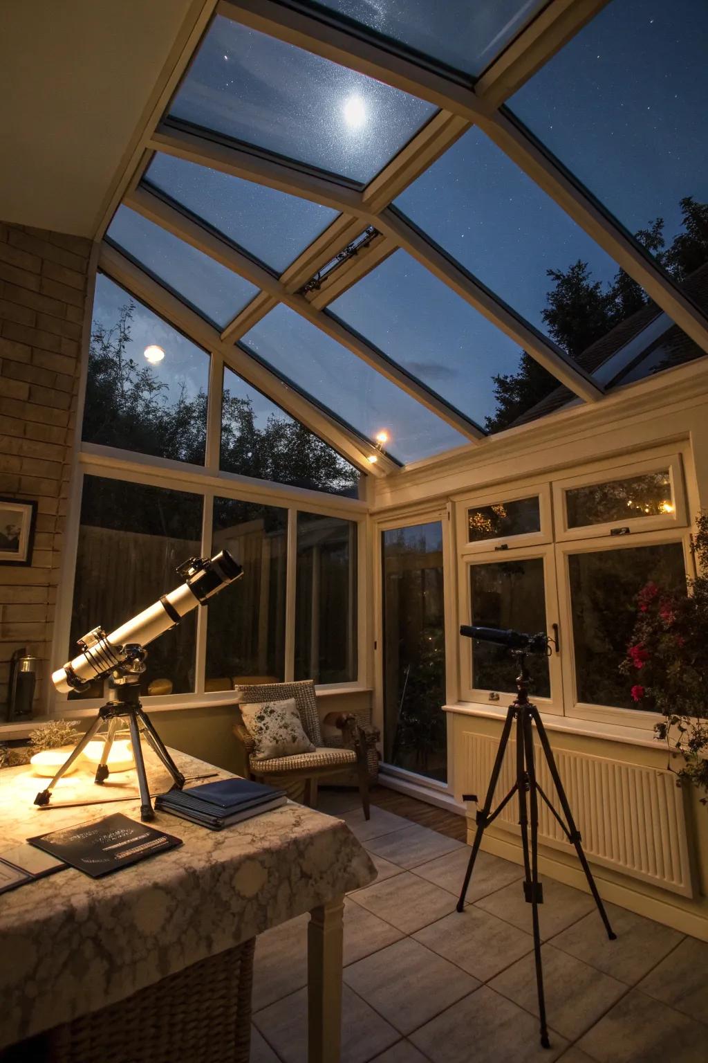 Skylights offer a window to the stars from your sunroom.