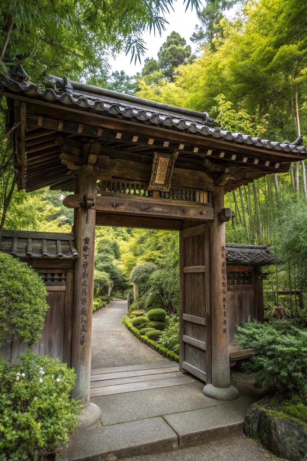 A beautifully crafted traditional garden gateway.