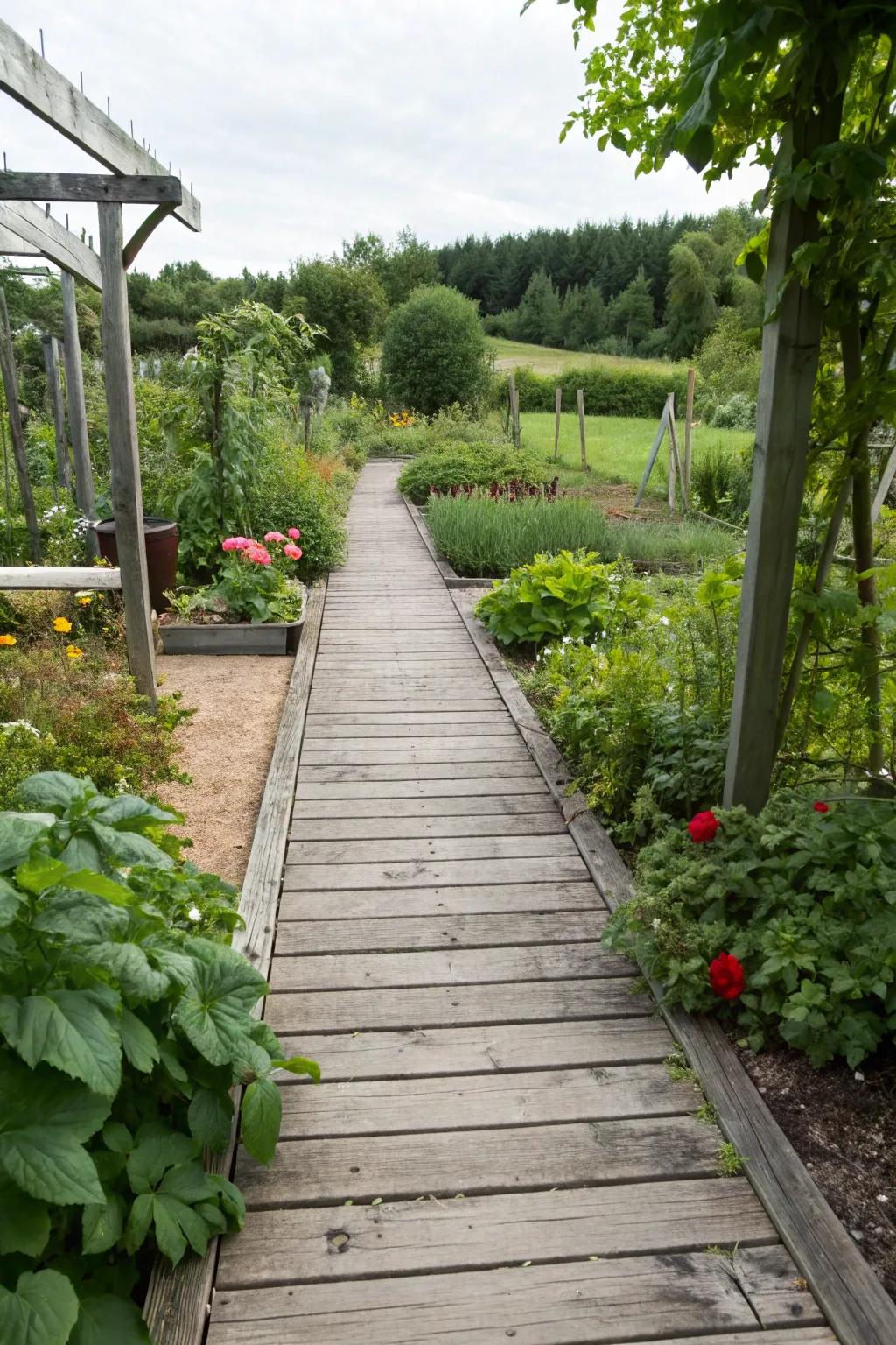 Functional pathways offer easy access through garden areas.