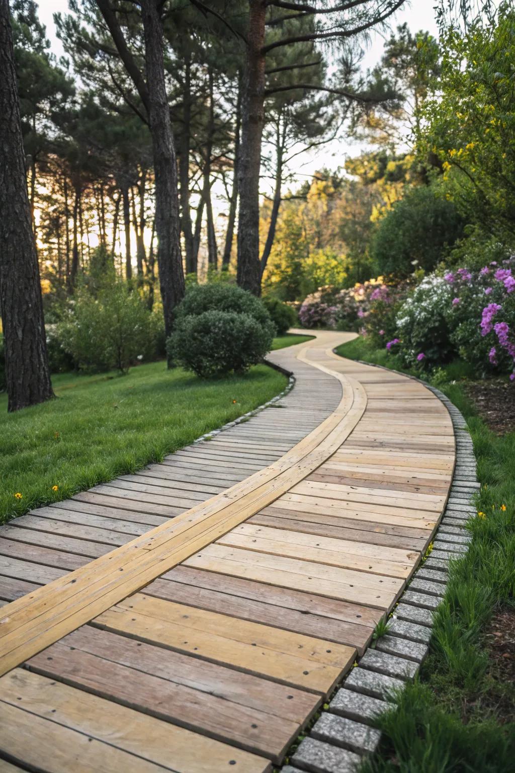 A variety of wood tones adds depth and visual interest.