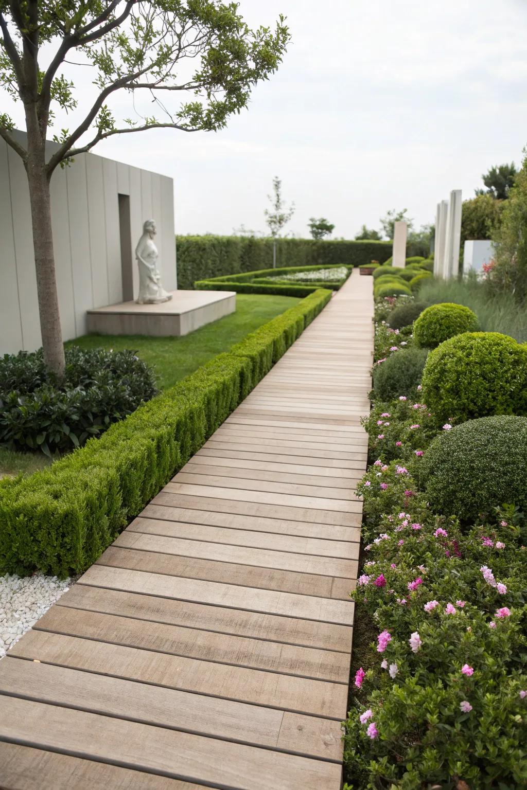 Minimalist paths offer a sleek and modern garden aesthetic.