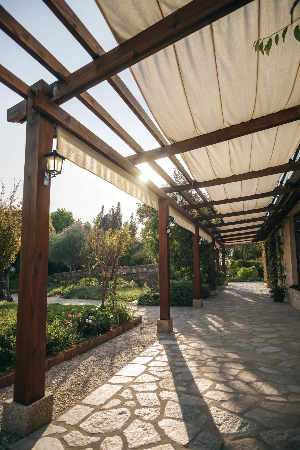 Retractable canopies offer flexibility in outdoor spaces.
