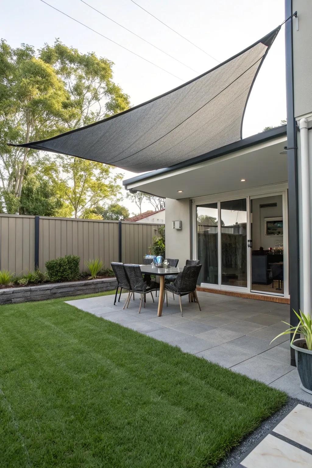 Shade sails offer style and sun protection.