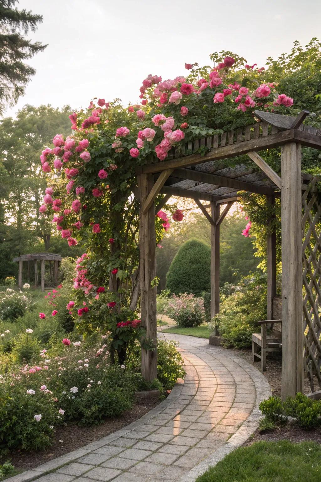 A pergola adds structure and charm to any garden.