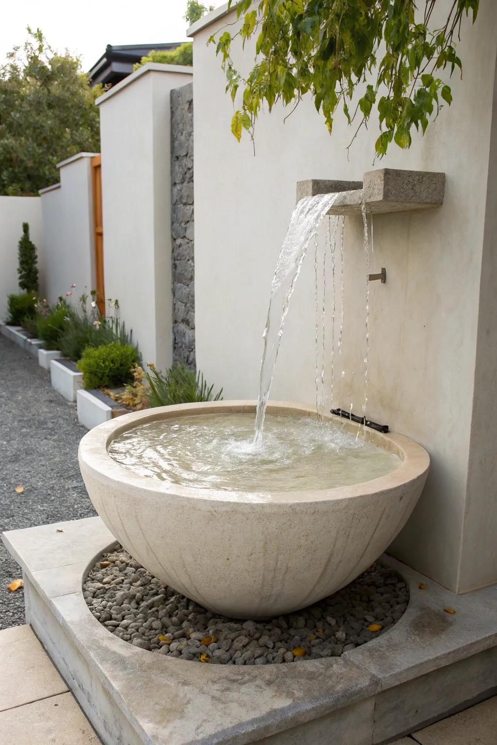 Minimal basin-free water wall showcasing minimalist design.