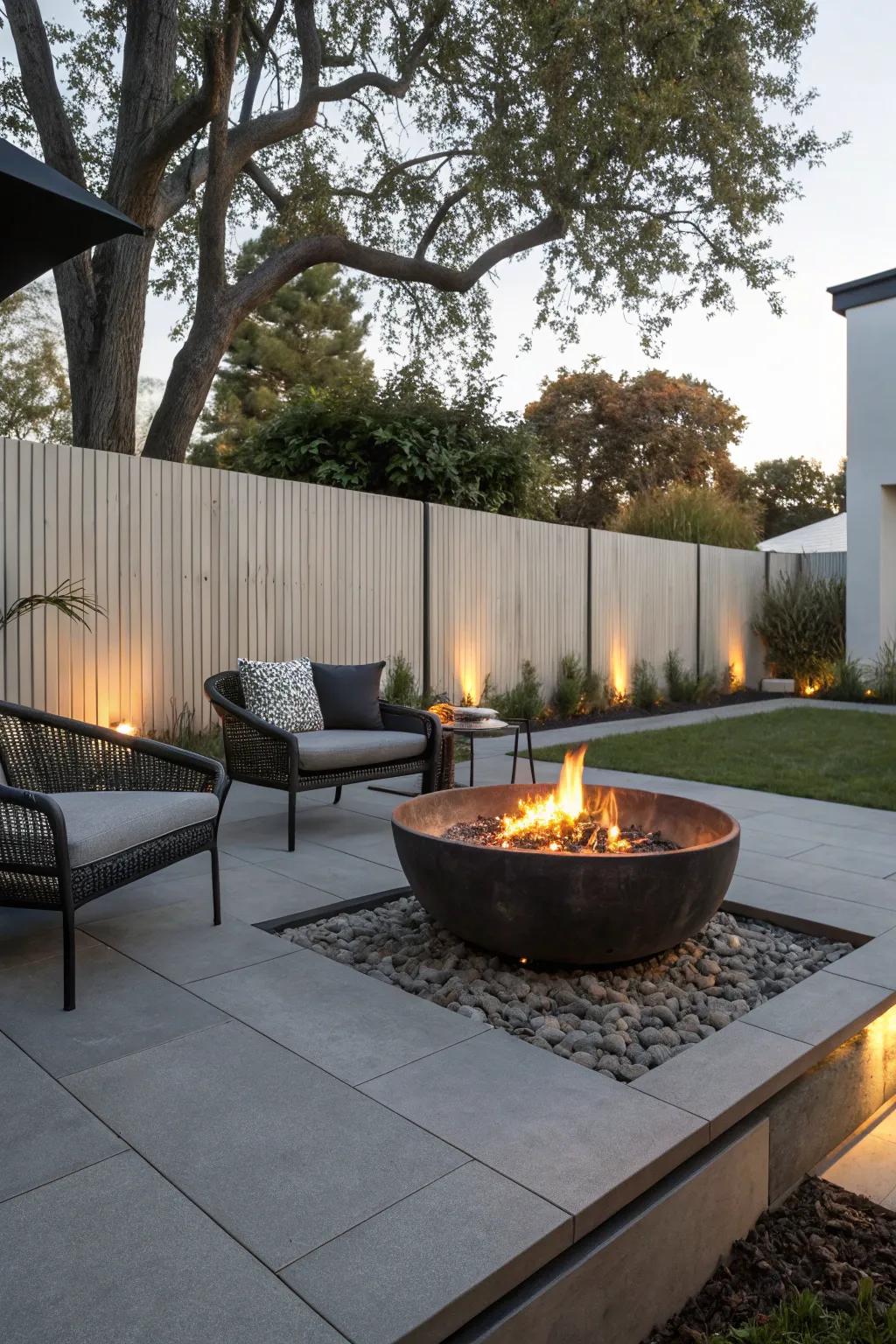 An industrial metal design for a modern and edgy fire pit.