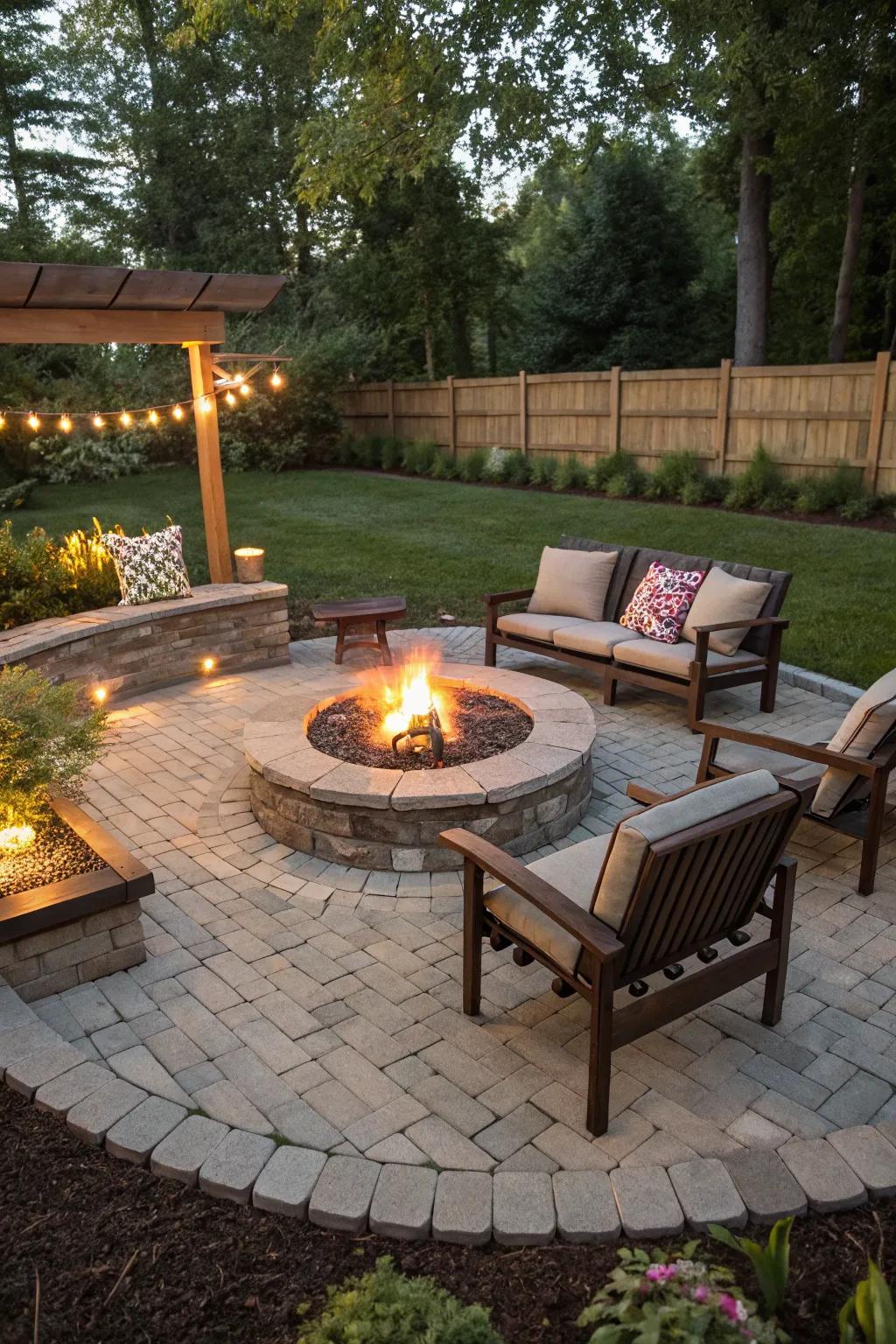 Sleek paver patio creating a polished base.