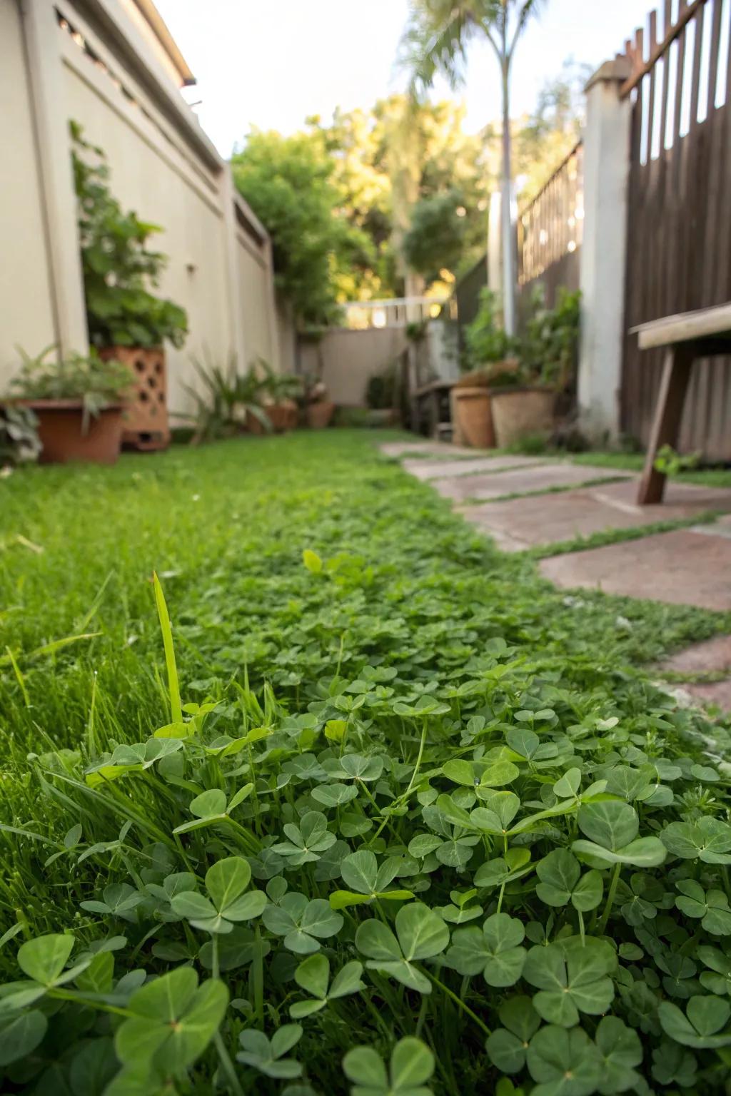 Clover lawns create a refreshing green space in urban environments.