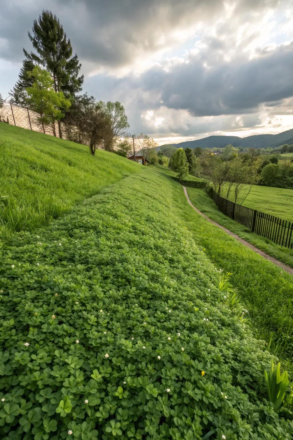 Clover is an effective choice for controlling erosion on slopes.