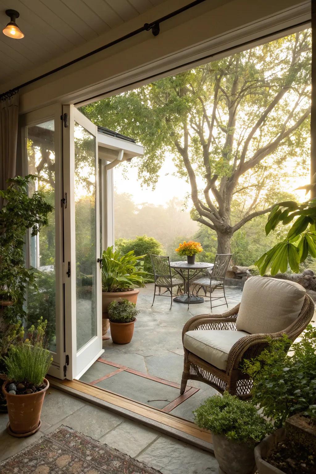 Sliding glass doors for seamless indoor-outdoor living.