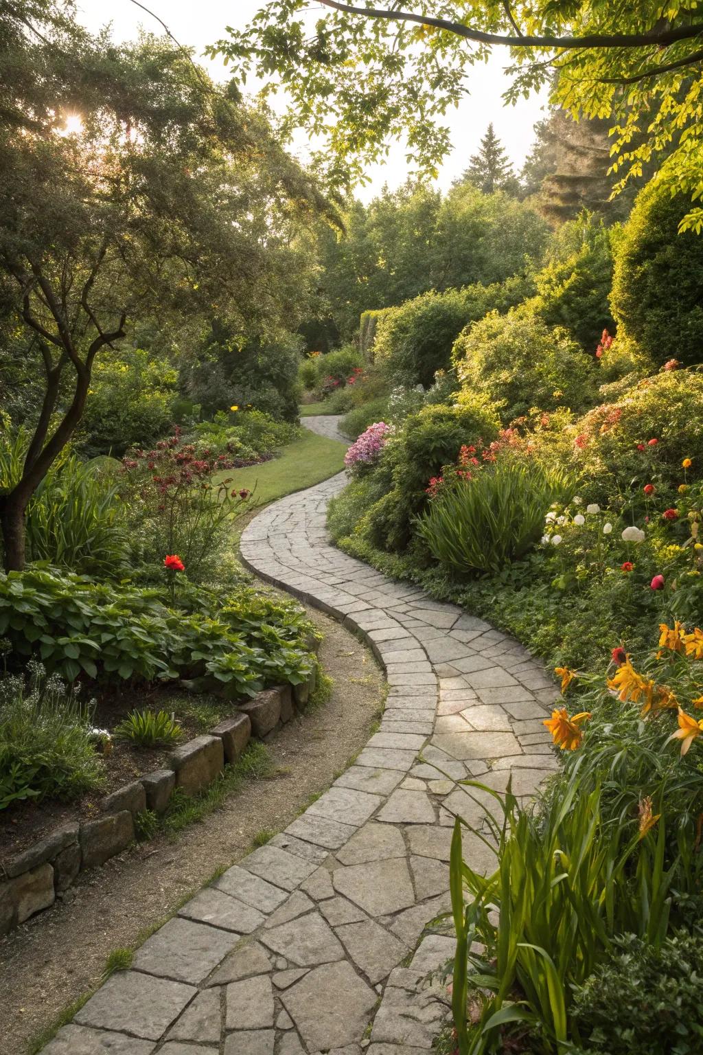 Curved pathways create a natural flow in your garden.