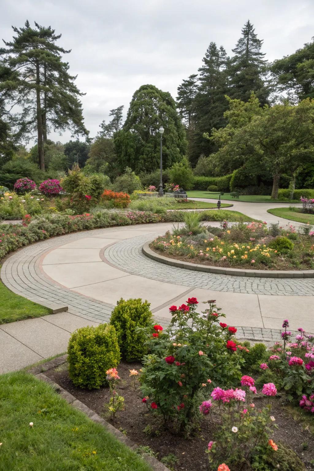 Create a focal point with circular pavement designs.