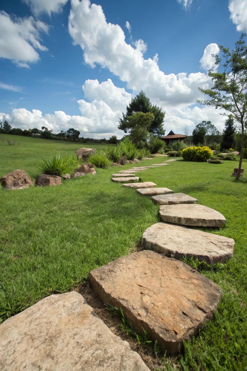Natural stepping stones add a whimsical touch to your garden.