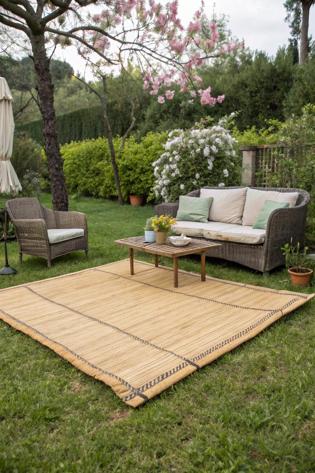 Bamboo mats provide a temporary flooring option