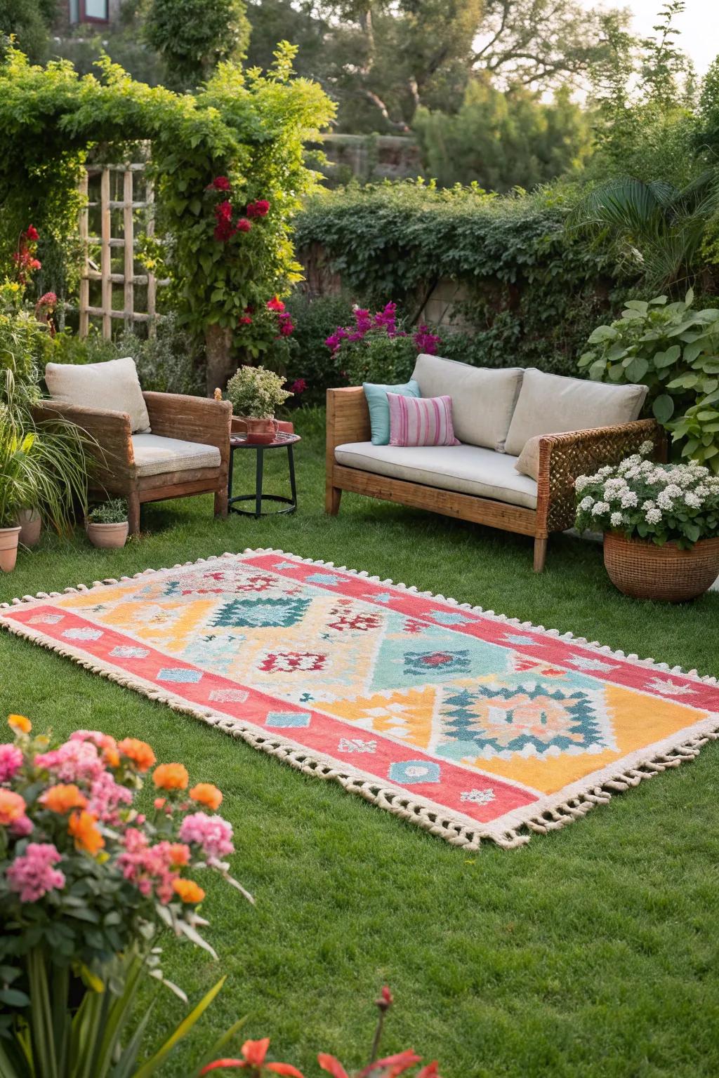 Outdoor rugs offer style and lawn protection