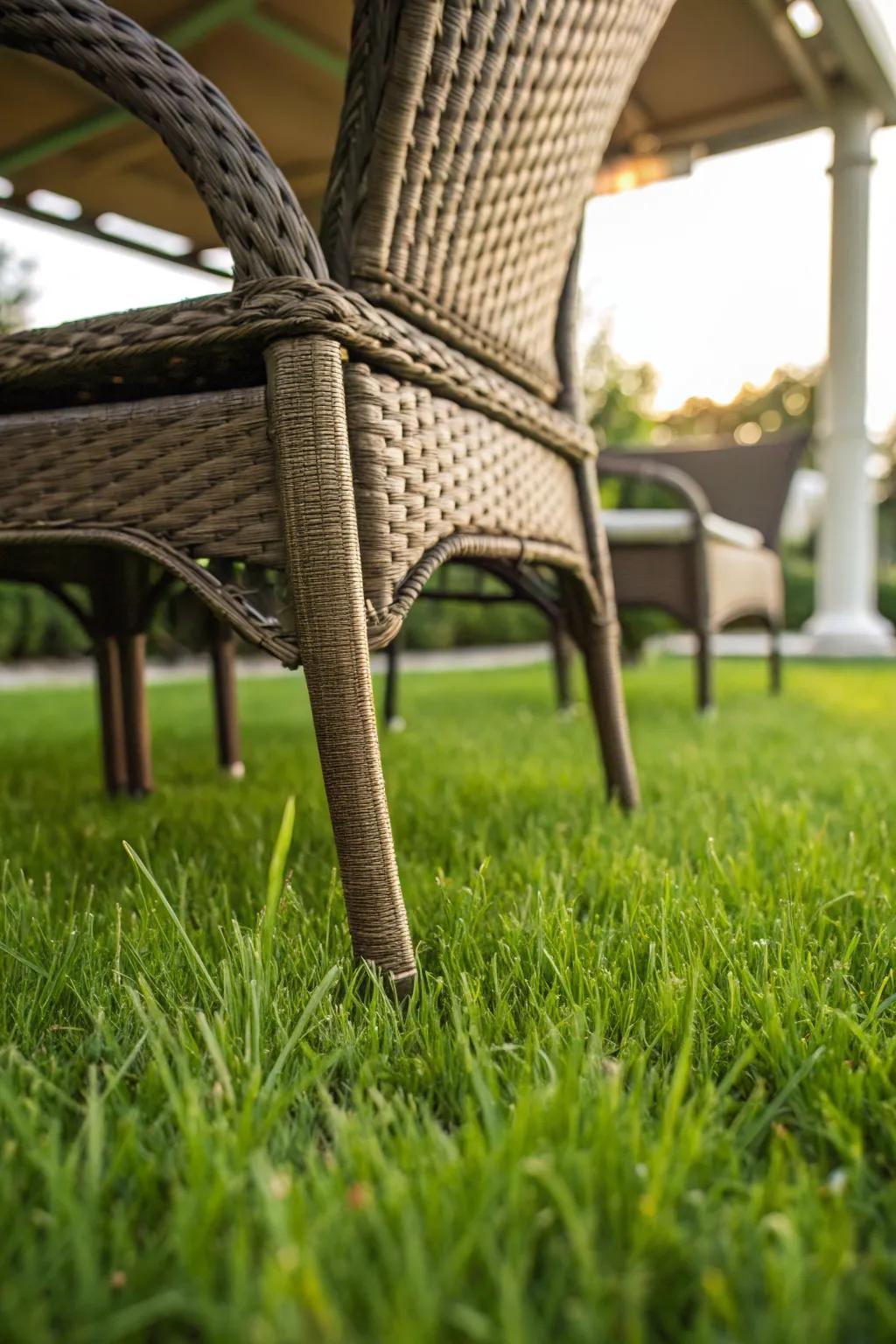 Broad furniture legs prevent sinking