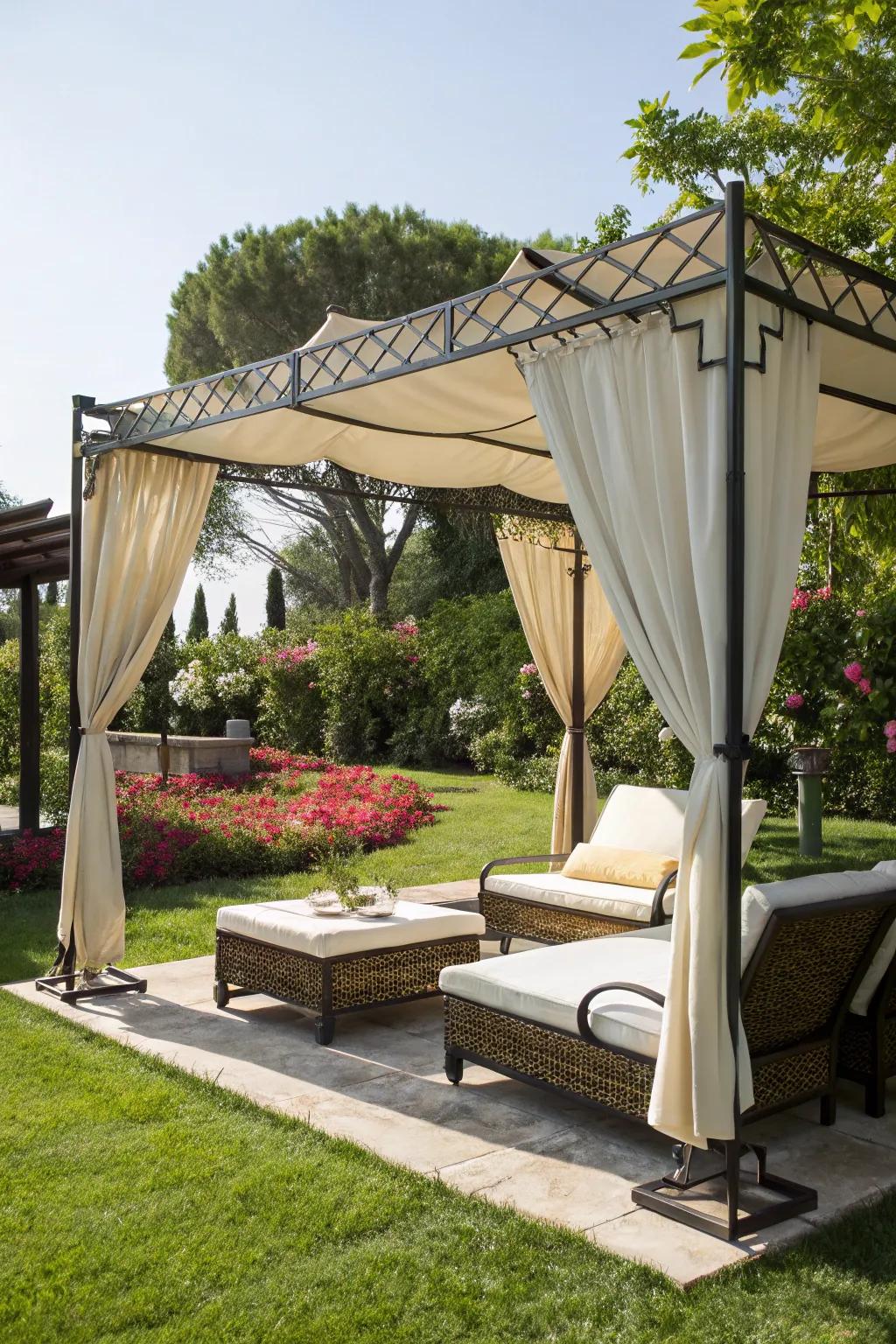 Canopies offer sun protection and protect furnishings