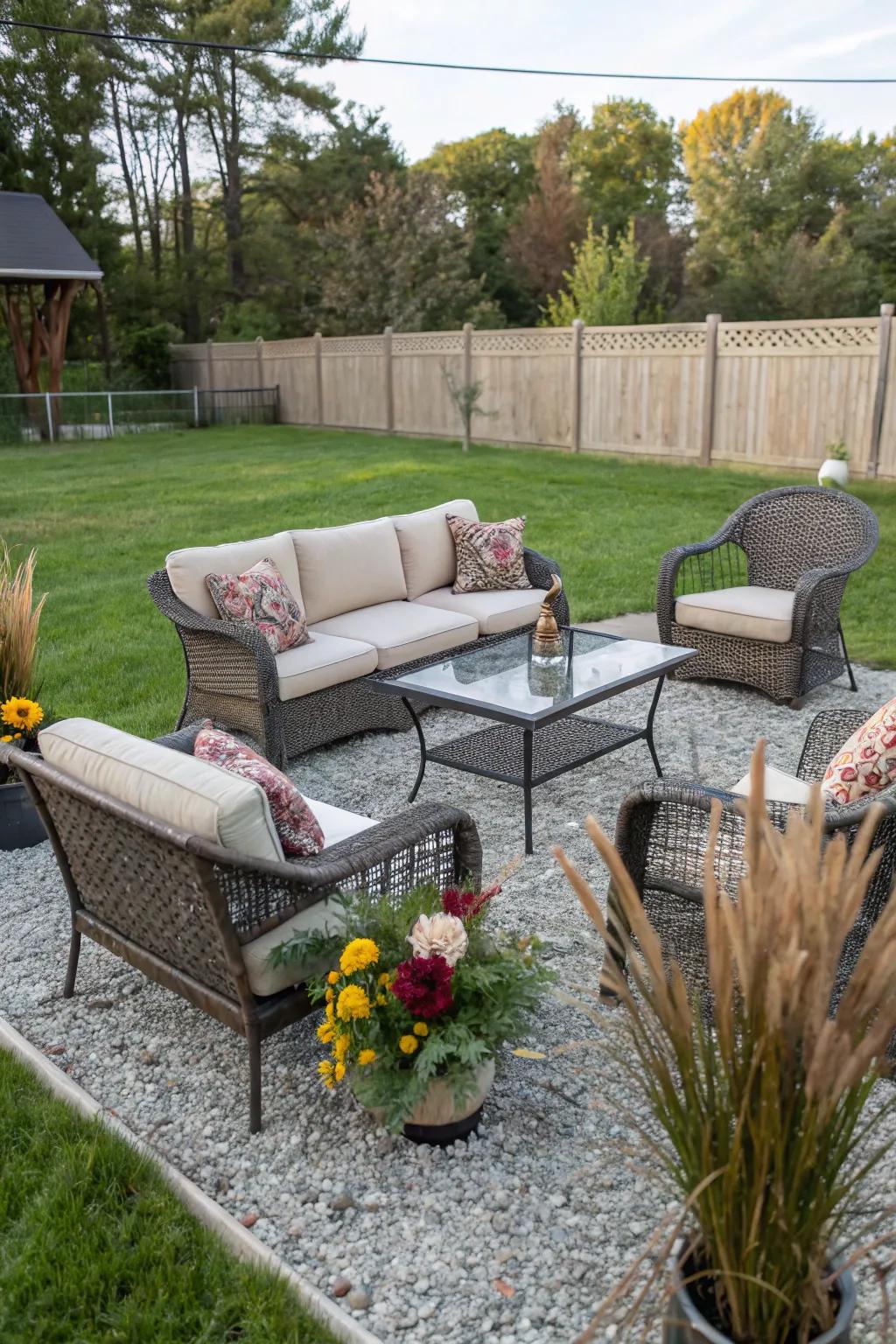 Gravel base combines rustic appeal and functionality