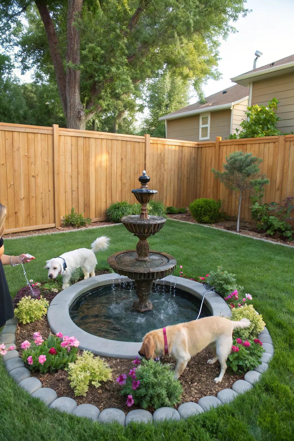 Water features add fun and hydration.