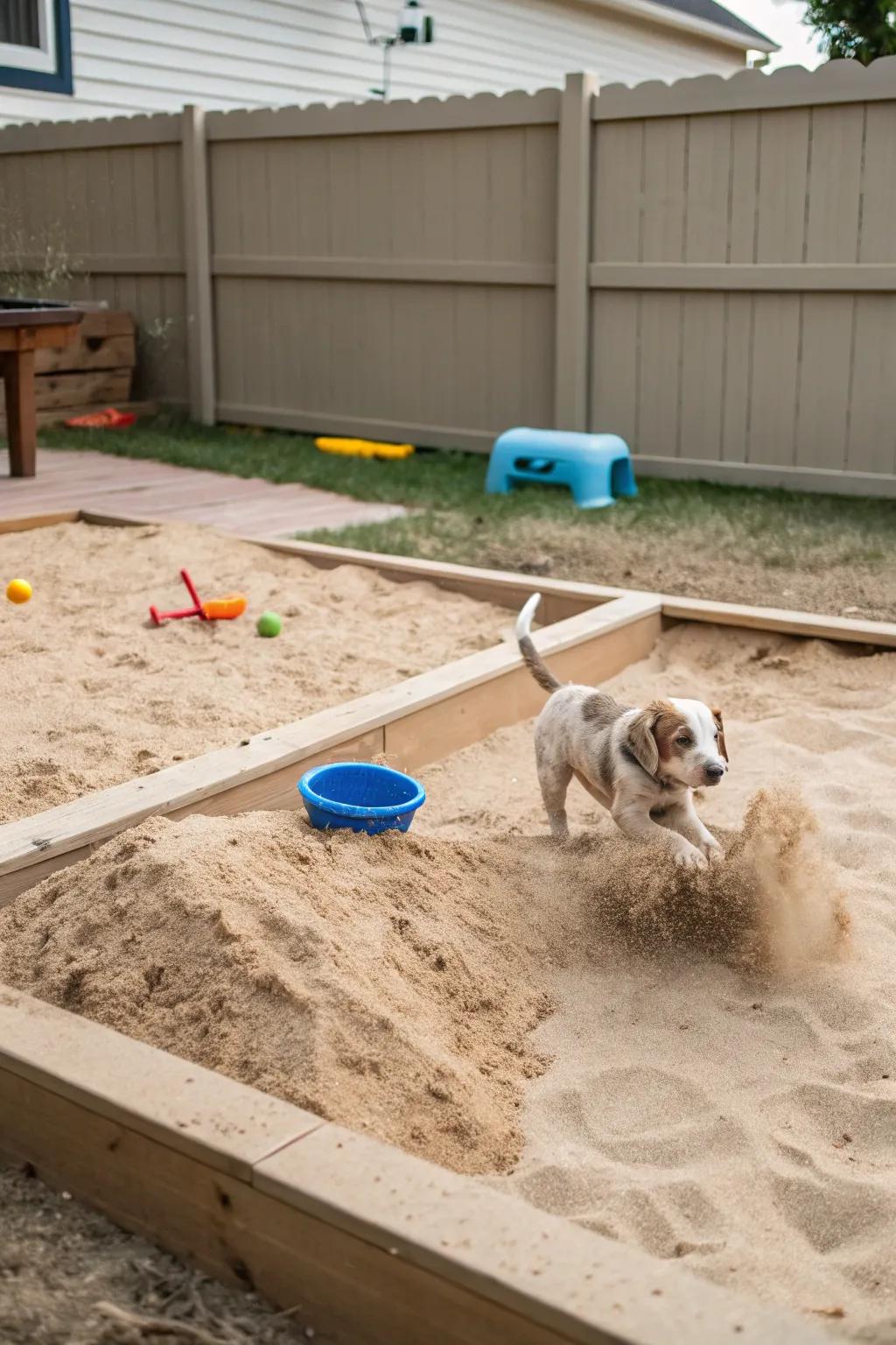 A sandbox is perfect for dogs who love to dig.