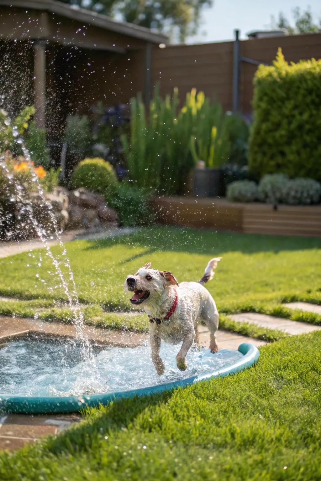 A splash pad offers refreshment and fun.
