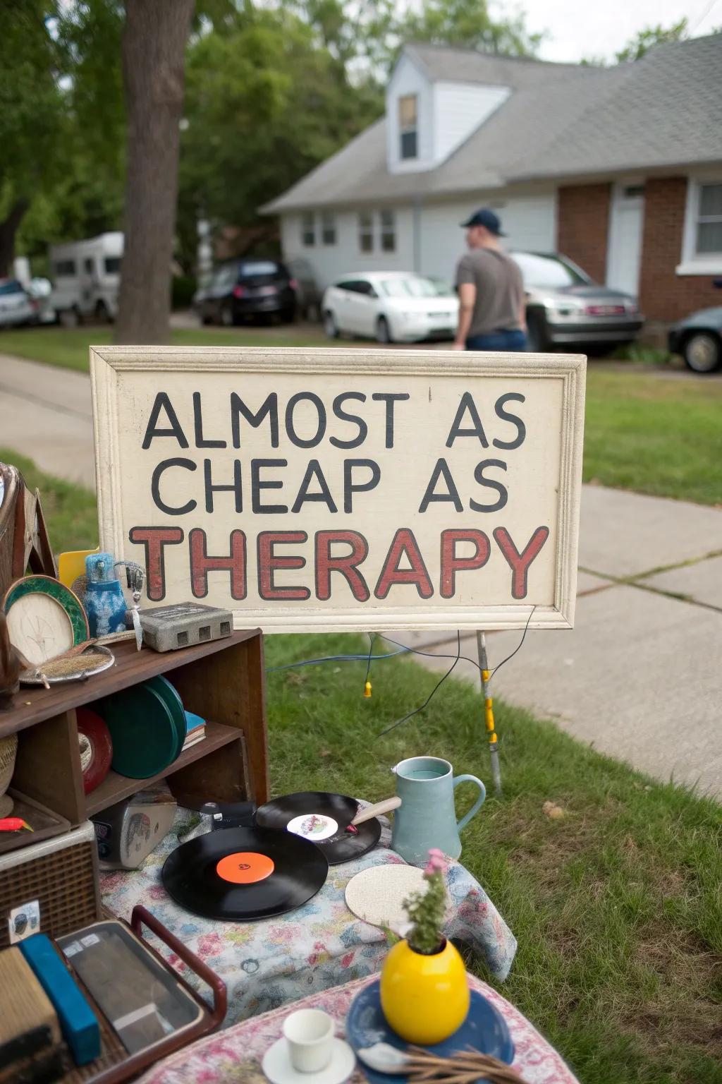 A humorous nod to the joys of retail therapy.