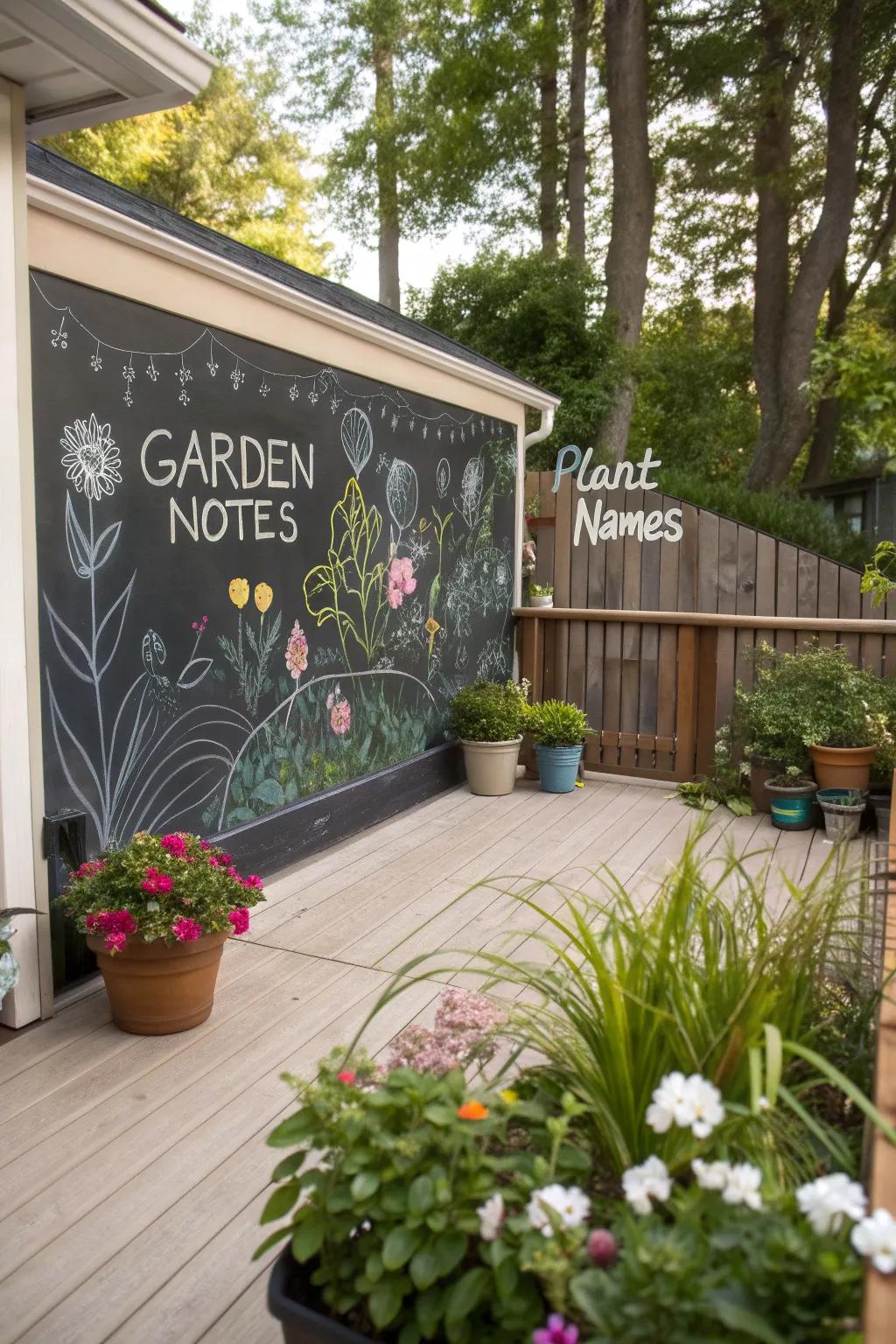 Chalkboard walls are interactive and fun for outdoor spaces.