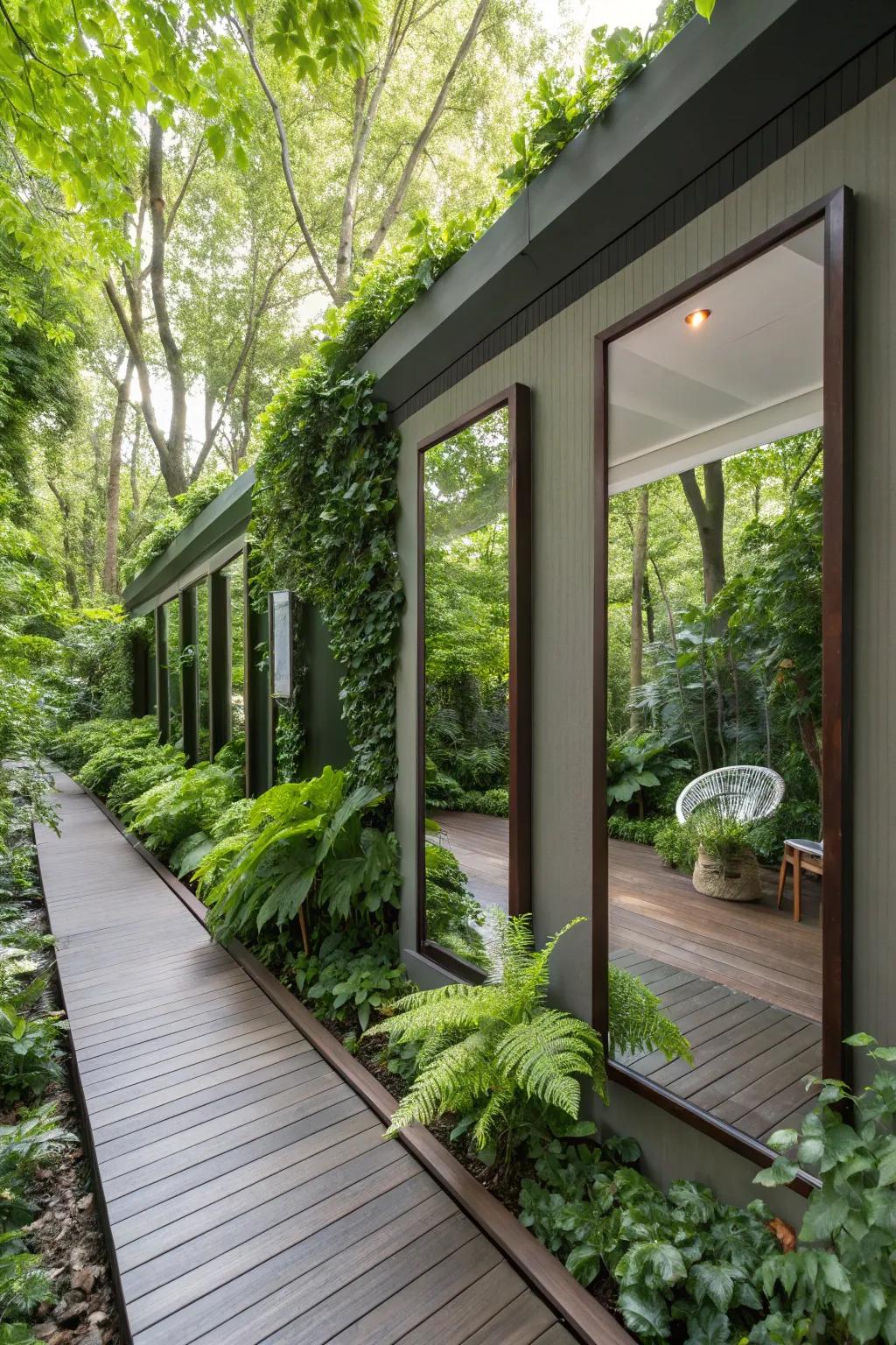 Mirror accents enhance light and space on decks.